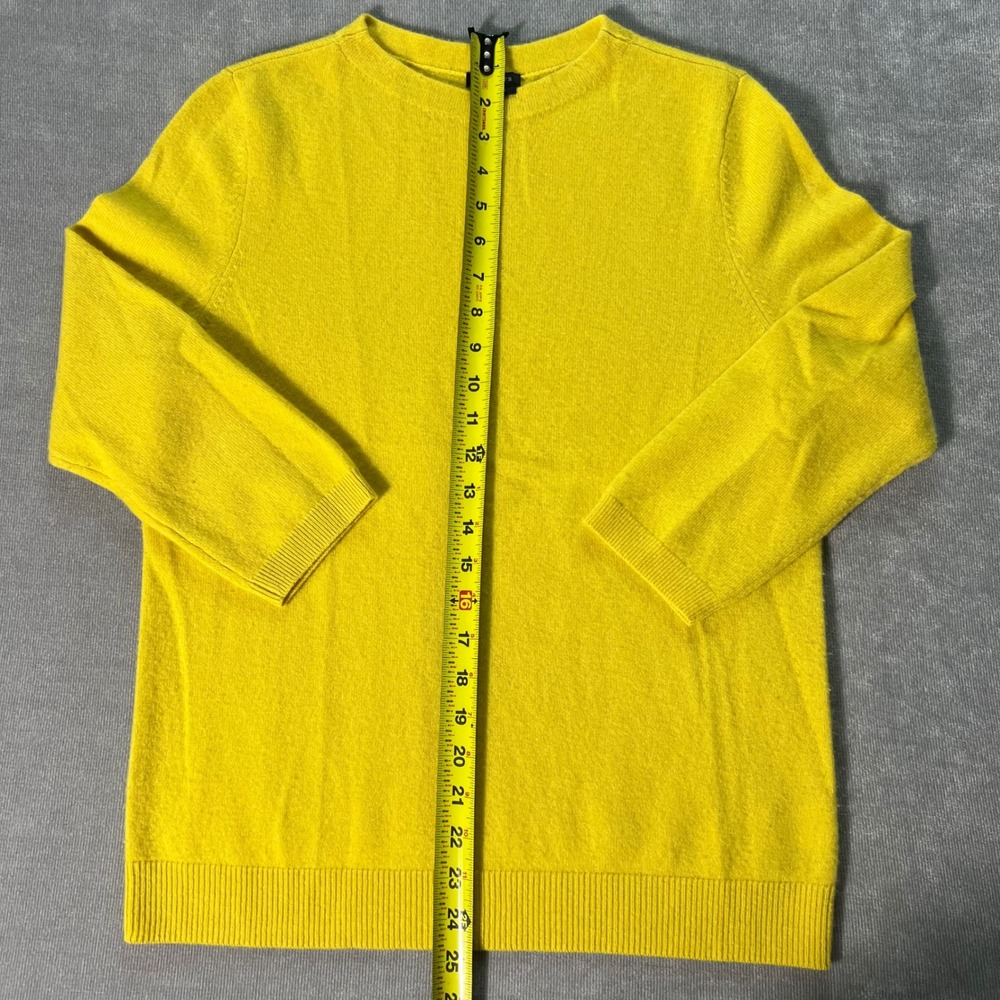 Talbots Pure Cashmere Sweater Yellow Crew Neck 3/4 Sleeve Size L - Picture 2 of 6
